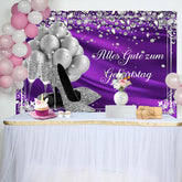 Silber Ballon Diamanten Lila Geburtstag Hintergrund